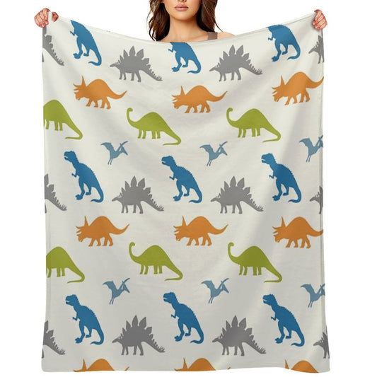 Primary Dinosaurs Throw Blanket