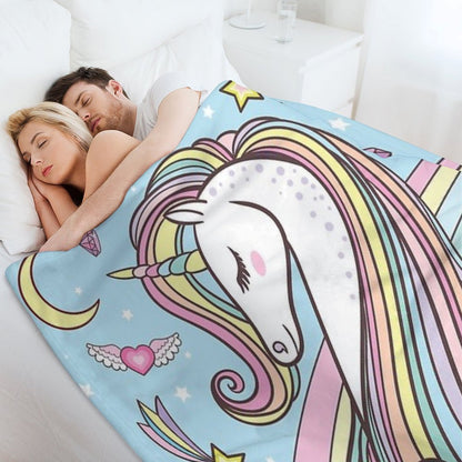 Unicorn Blue Throw Blanket
