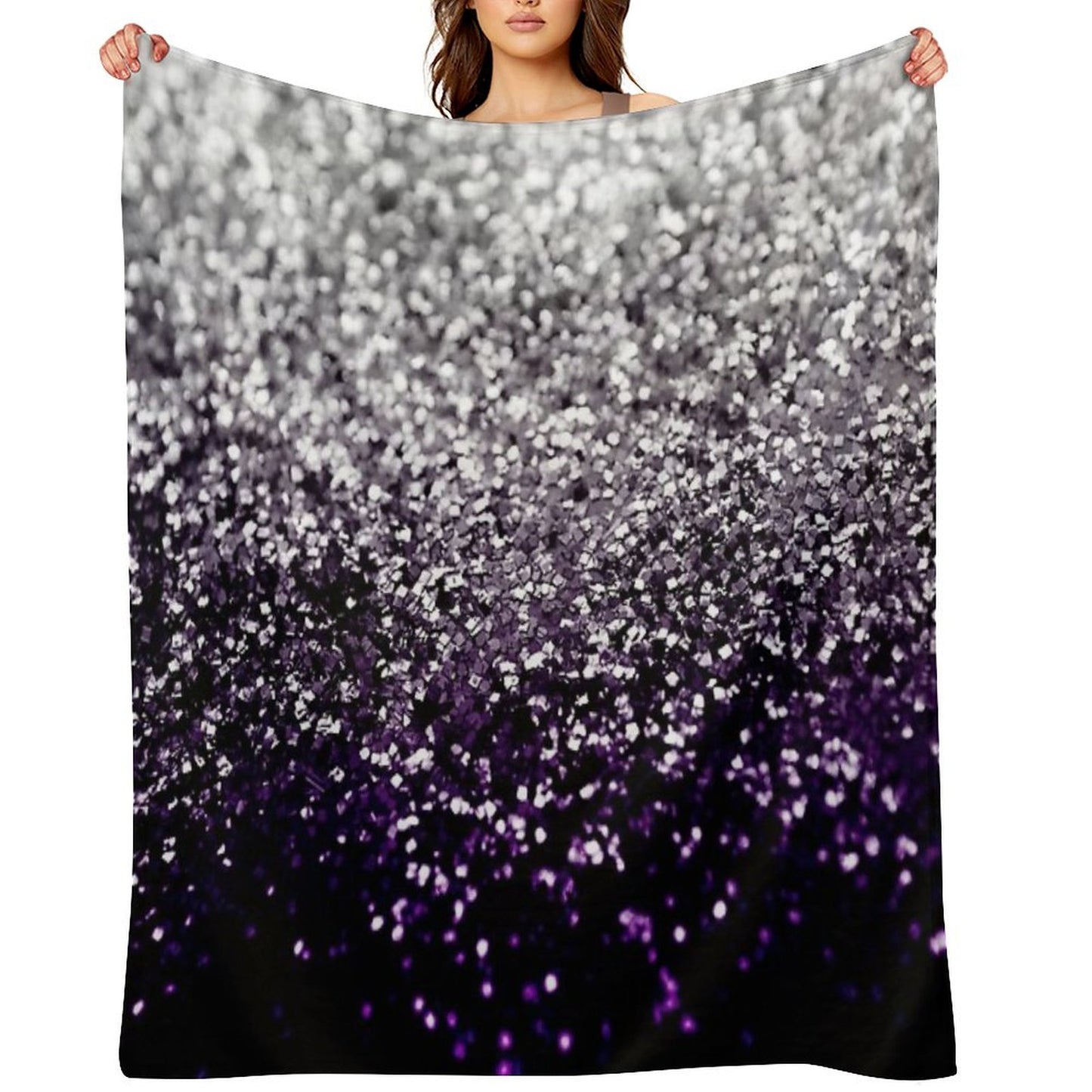 Dark Night Purple Black Silver Glam #1 (Photo of Glitter Only - Not Reflective) Throw Blanket