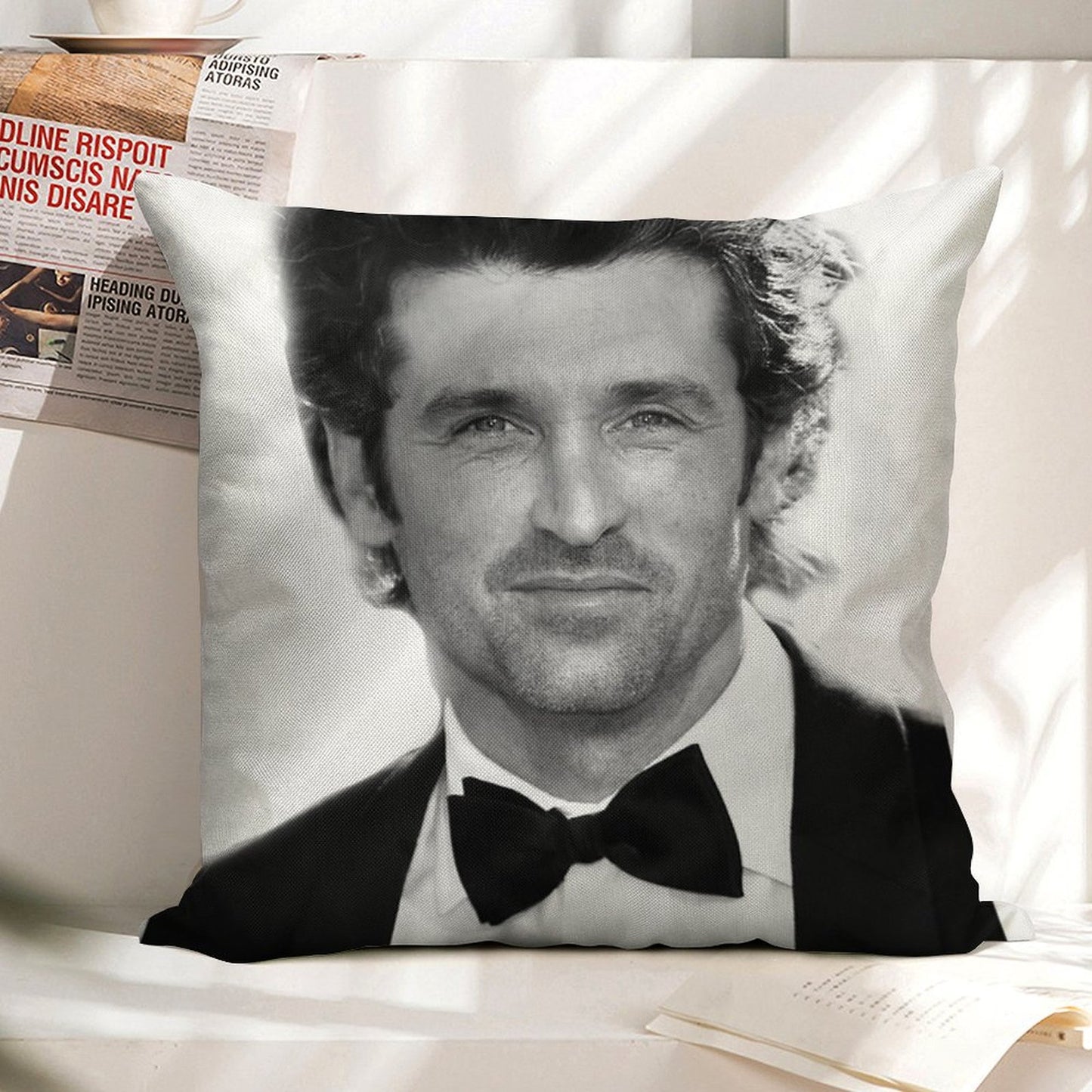 Patrick Dempsey Linen Throw Pillow Cover