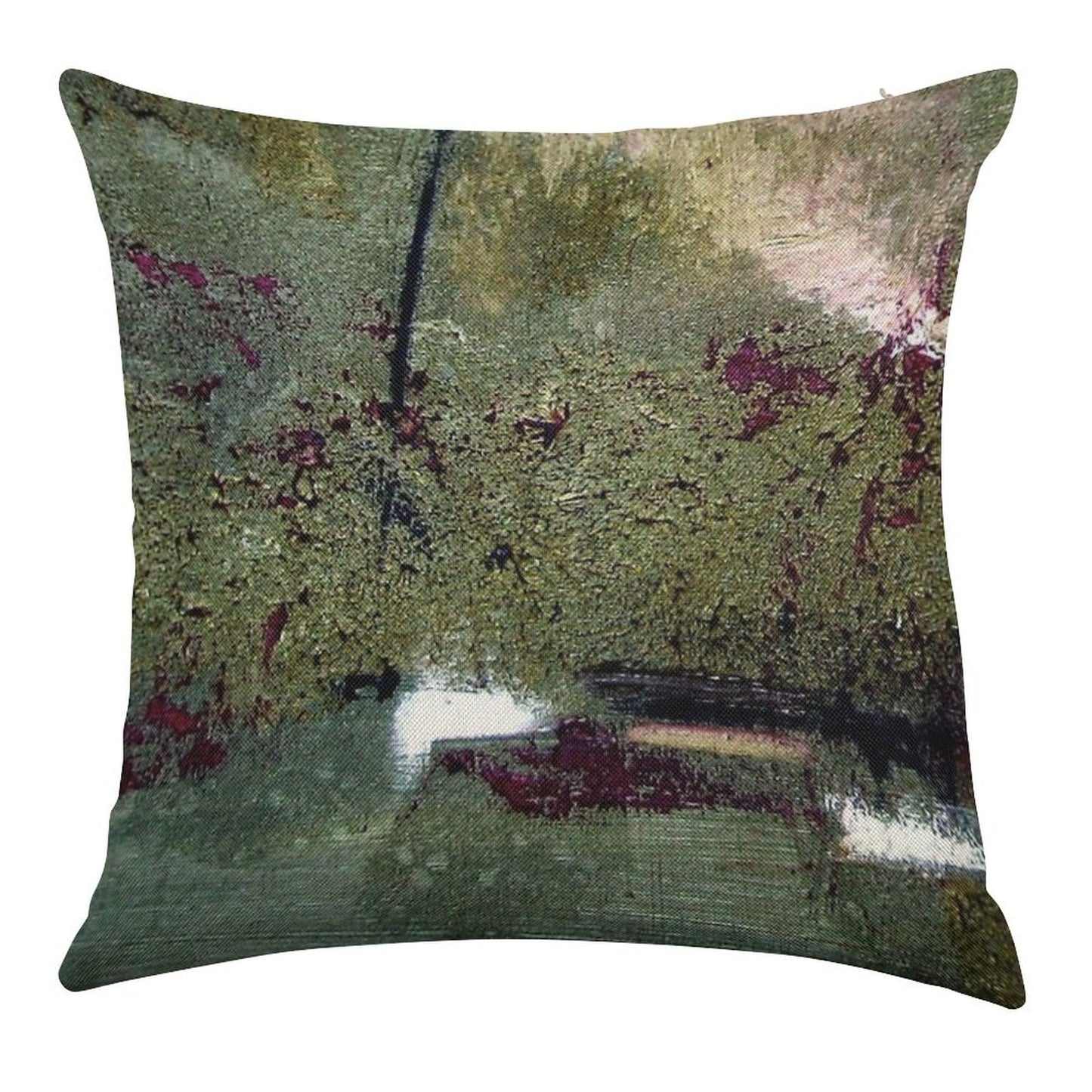 Sage And Plum Textured Abstract Linen Throw Pillow Cover