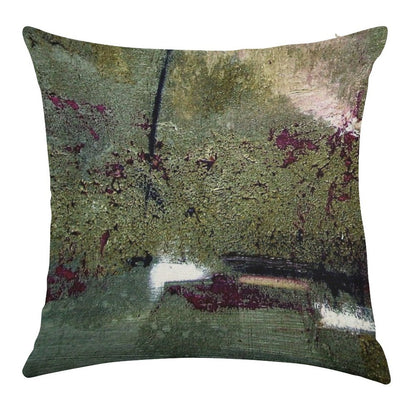 Sage And Plum Textured Abstract Linen Throw Pillow Cover