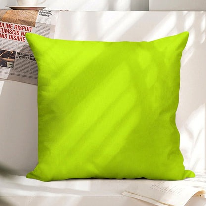 Bright Green Lime Neon Color Linen Throw Pillow Cover