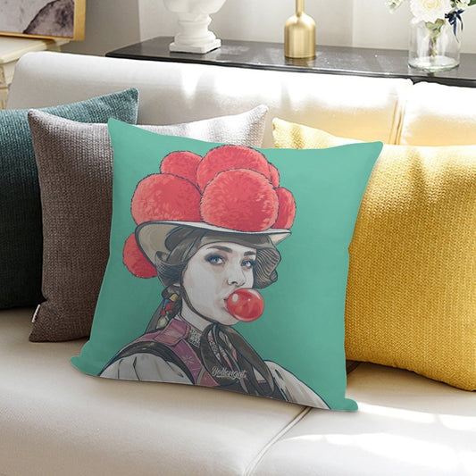Black Forest Girl Emma with Bubblegum Soft Ultra-Soft Texture Throw Pillow