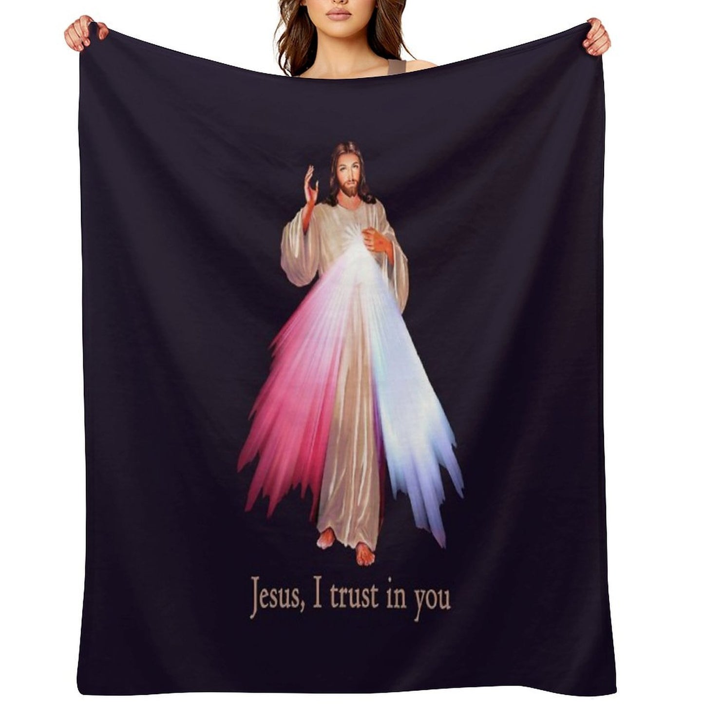 Jesus I Trust You Divine Mercy Image (transparent Background Design) Throw Blanket