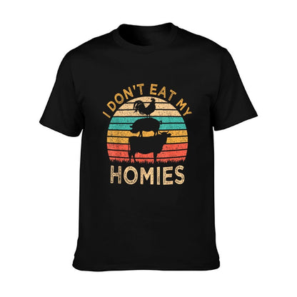 Vegetarian I Don&#39;t Eat My Homies Funny Vegan Retro T-Shirt