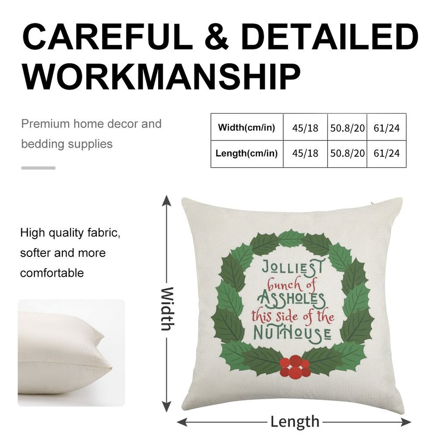 Jolliest Bunch of A-holes This Side of The Nuthouse - National Lampoon's Christmas Vacation in Wreath Linen Throw Pillow Cover