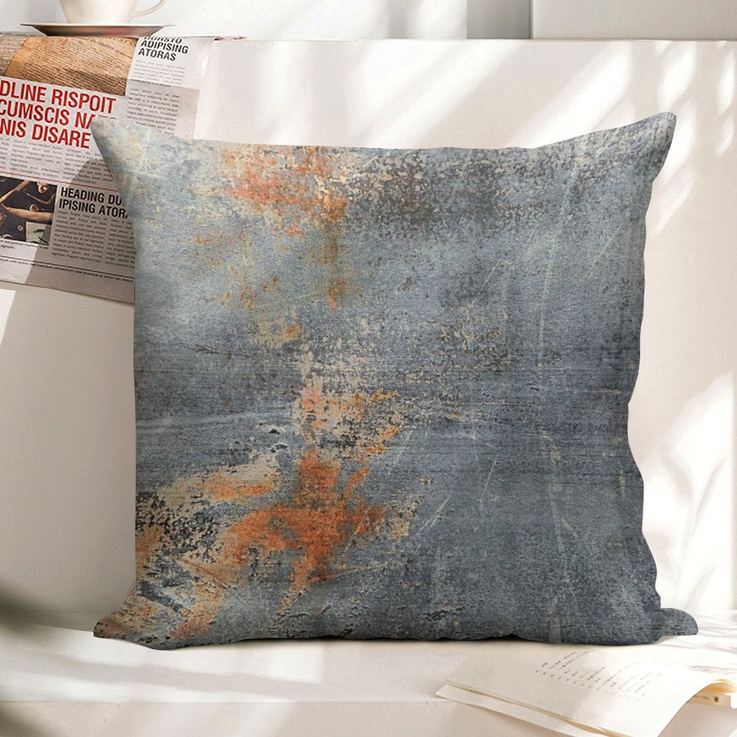 Burn Blue Rust - Alternative II Linen Throw Pillow Cover