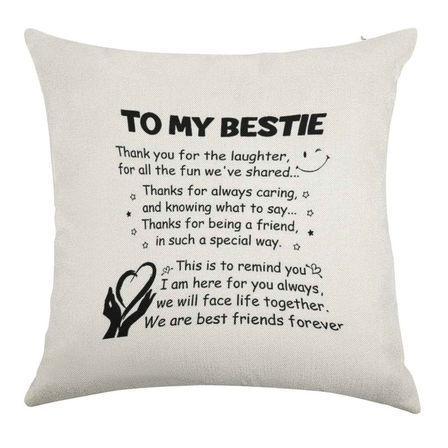 To My Bestie Thank You for The Laughter Linen Throw Pillow Cover