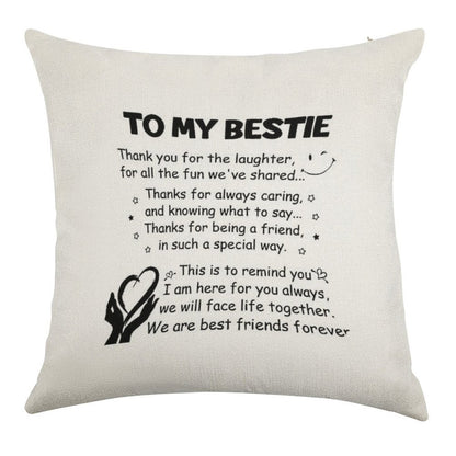 To My Bestie Thank You for The Laughter Linen Throw Pillow Cover