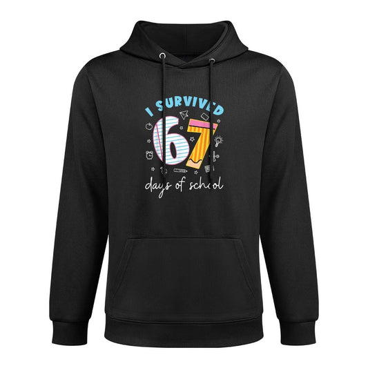 I Survived 67 Days of School Funny Meme Teacher Student Medium-Weight Fabric Hoodie