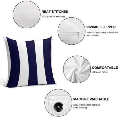 Navy Blue And White Stripes Soft Home Decor Throw Pillow