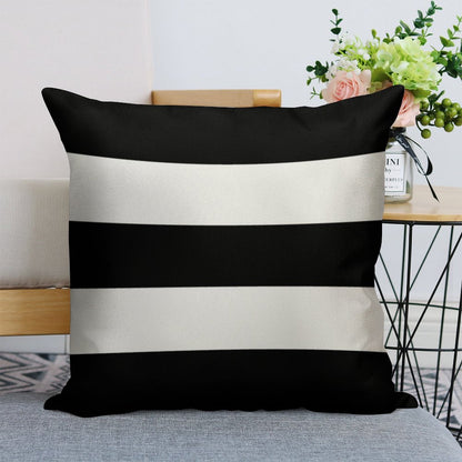 Modern Black White Striped Linen Throw Pillow Cover