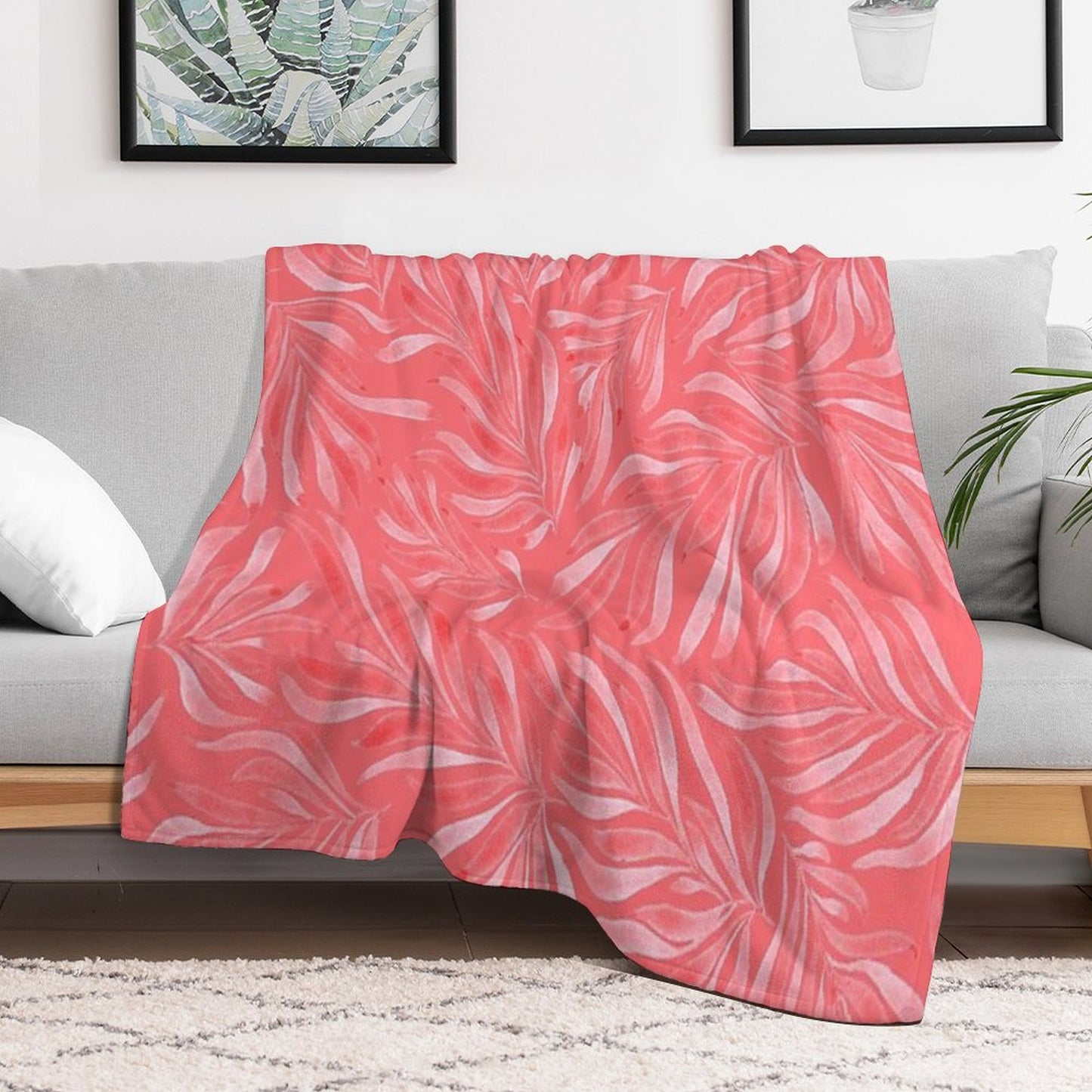 Coral Pink Throw Blanket