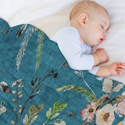 La Boheme Teal Floral Throw Blanket