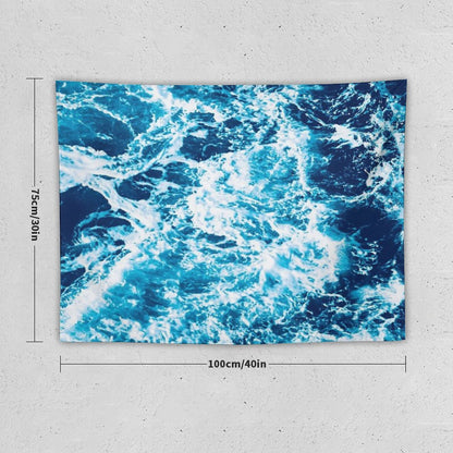 Turquoise Ocean Wave - Electric Marbled Seas Tapestry