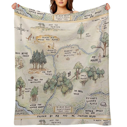 Hundred Acre Wood Map Throw Blanket