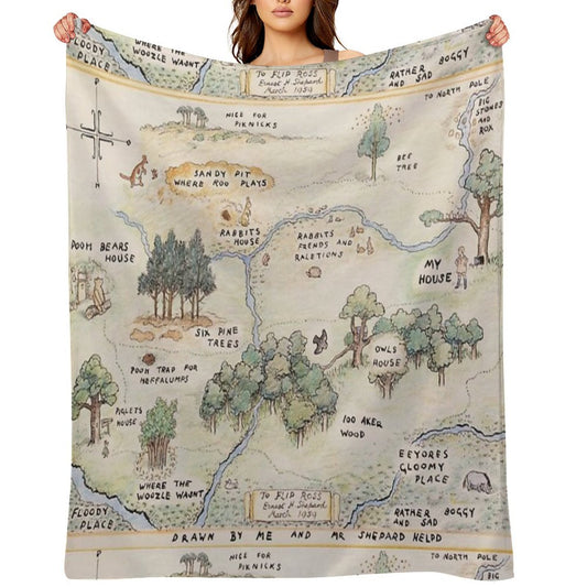 Hundred Acre Wood Map Throw Blanket