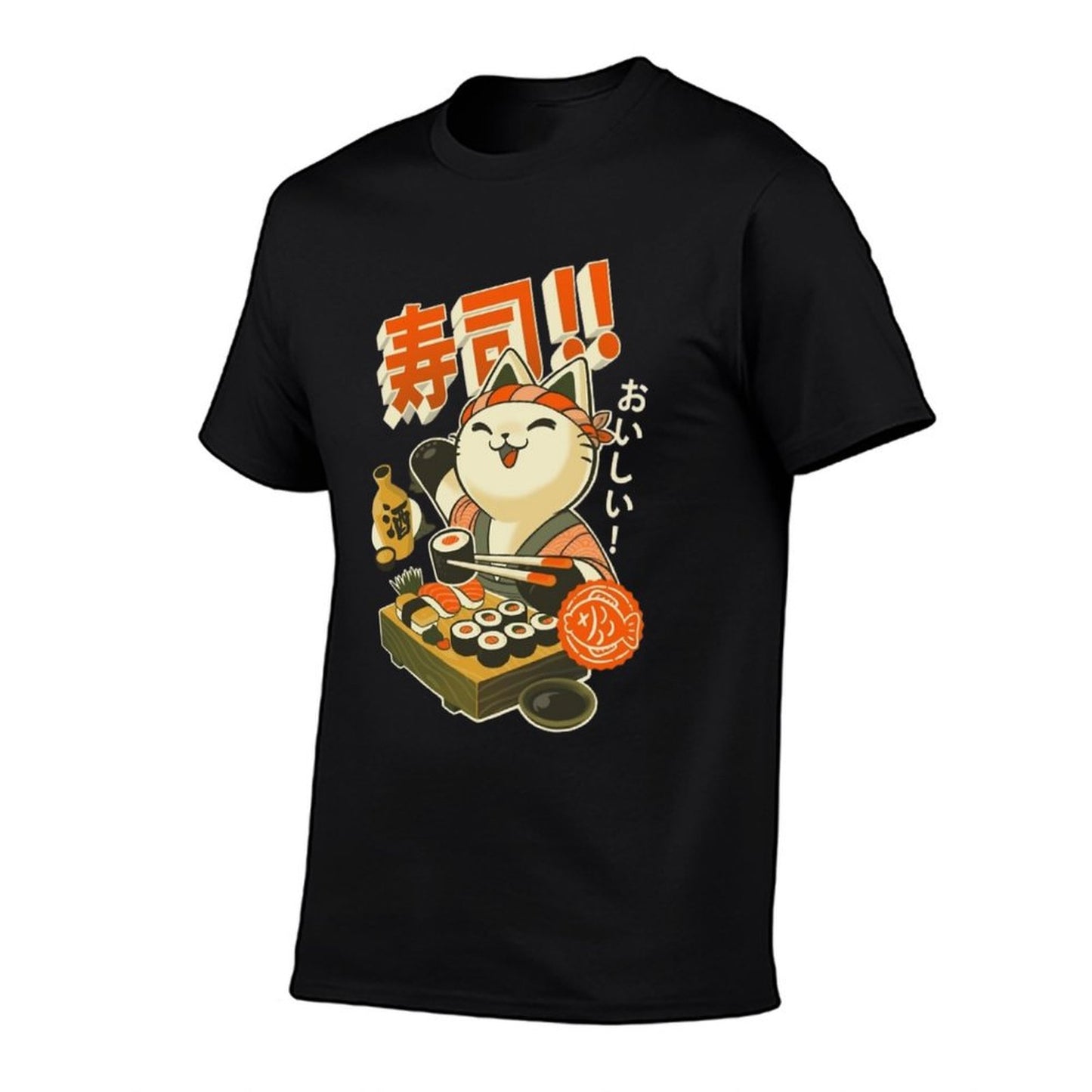 Sushi Chef Cat - Funny Restaurant Kitty - Japanese Food  Wrinkle-resistant T-Shirt