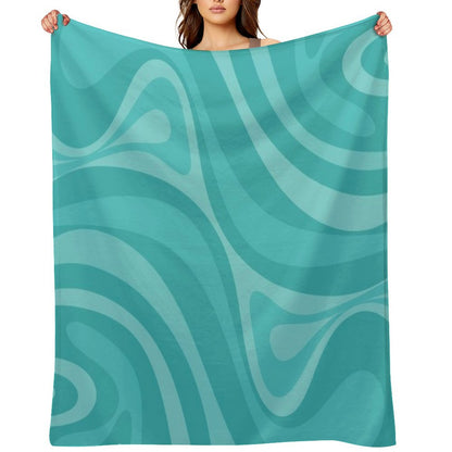 New Groove Retro Liquid Swirl Abstract Pattern in Turquoise Teal Throw Blanket