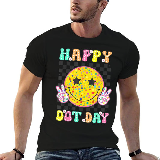 Happy Dot Day Smile Face Colorful Polka Dot Groovy Kids  Soft T-Shirt