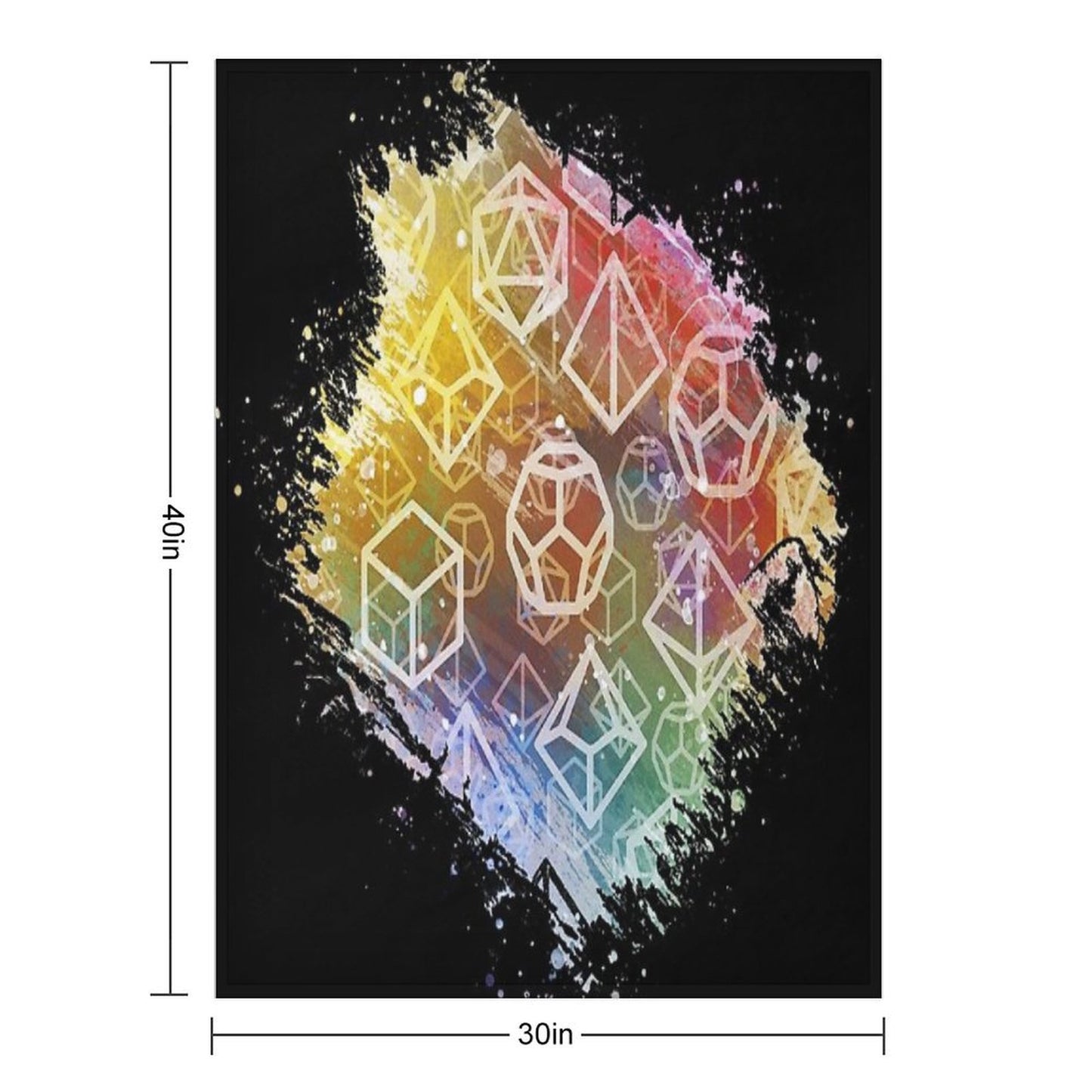 D20 Dice Watercolor Rainbow Throw Blanket