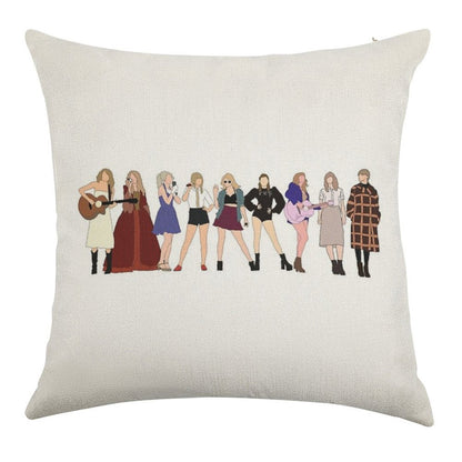 TAYLOR SWIFT 9 ERAS Linen Throw Pillow Cover
