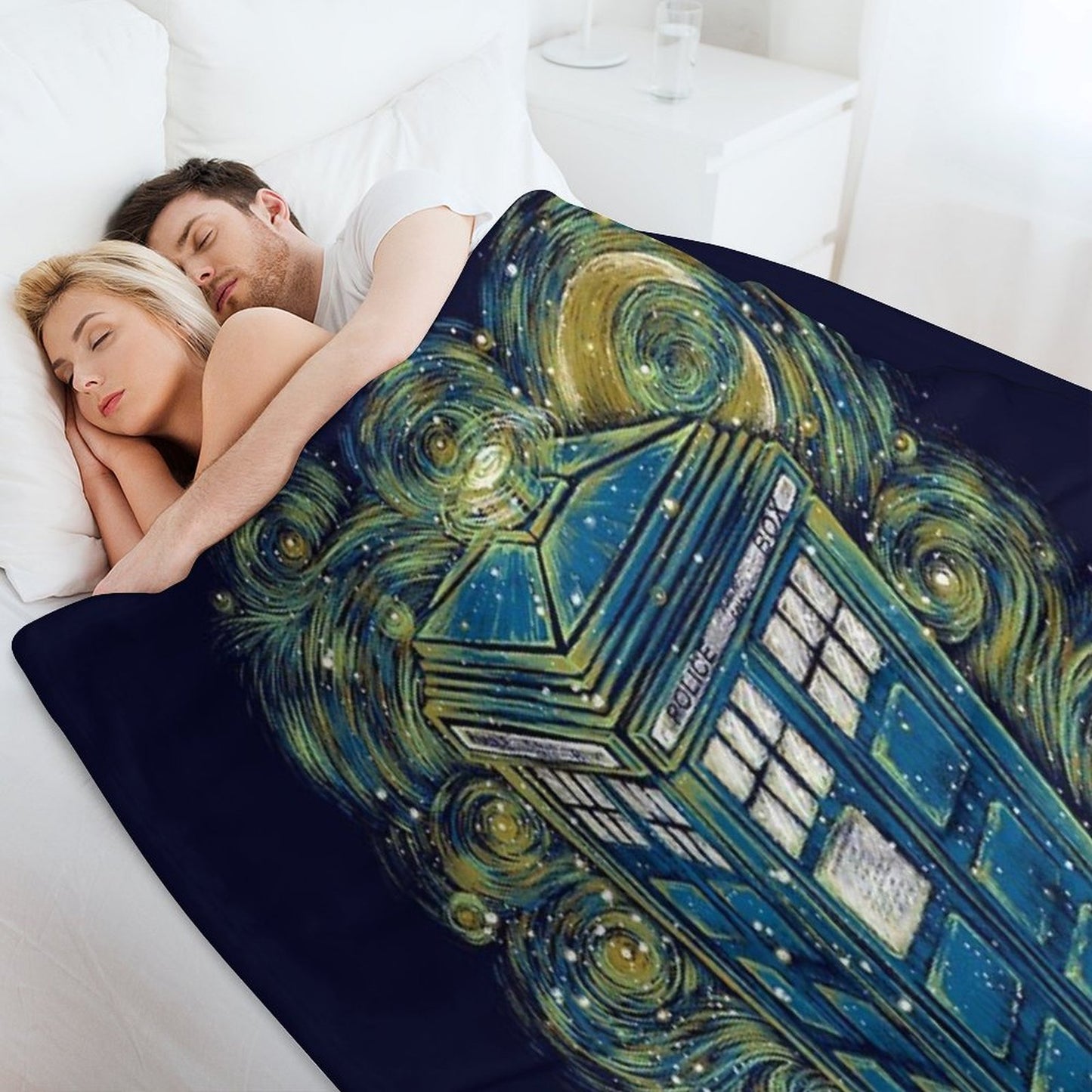 The Doctor in The Starry Night Throw Blanket