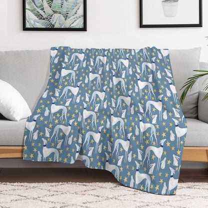Galgo, Hare And Stars Throw Blanket