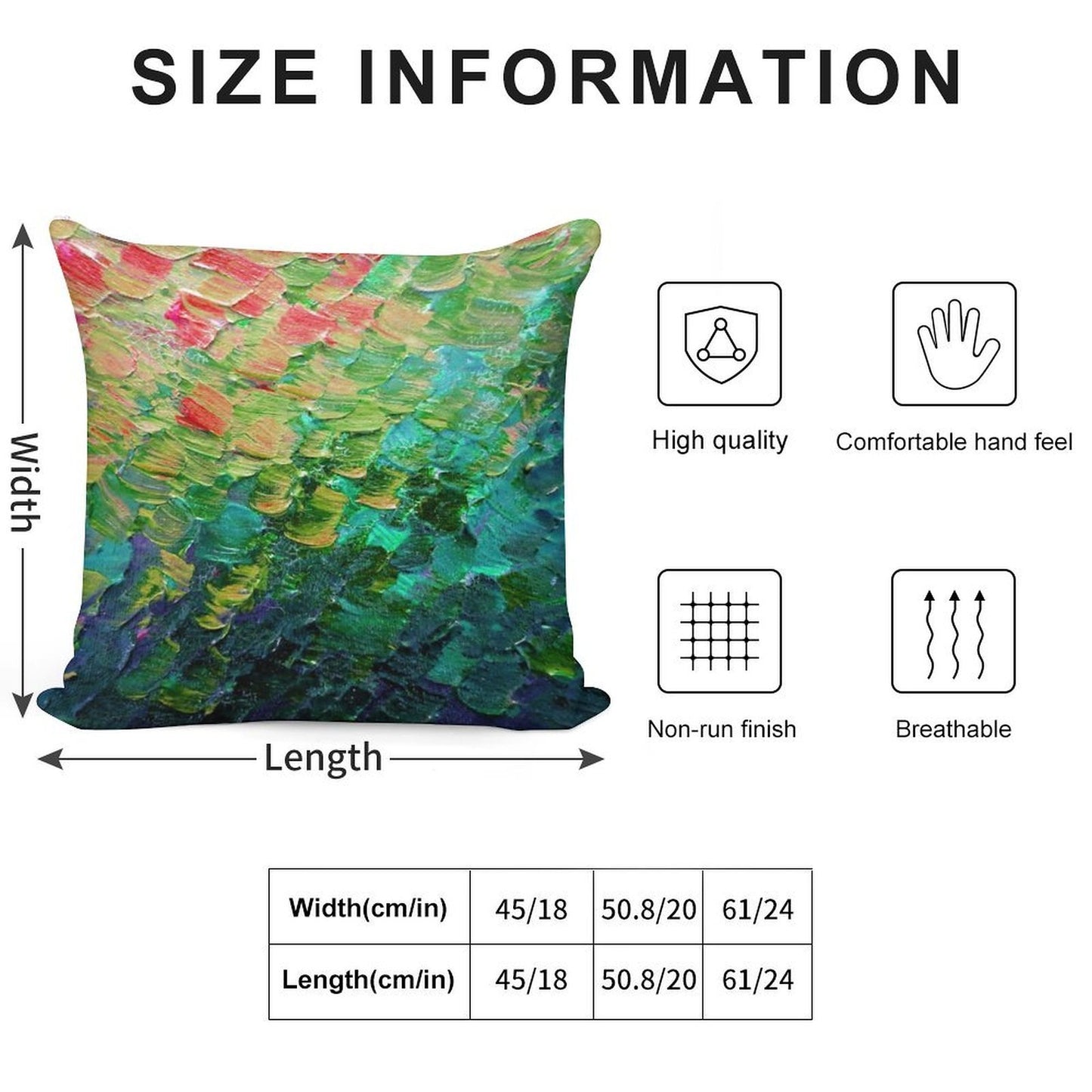 MERMAID SCALES 4 Rainbow Colorful Ombre Ocean Waves Abstract Acrylic Impasto Painting Teal  GreenArt Soft Short Plush Fabric Throw Pillow