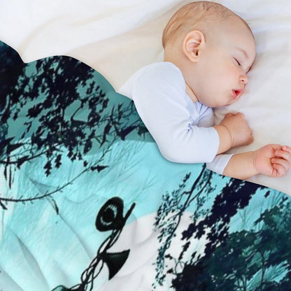 Siren Head in Horror Background Throw Blanket