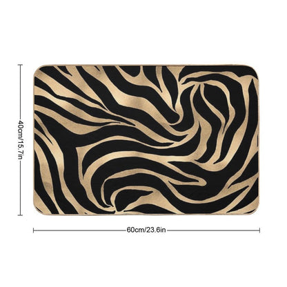 Elegant Metallic Gold Zebra Black Animal Print Bath Mat