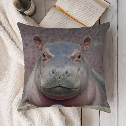 Baby Hippo Fritz at The Cincinnati Zoo Linen Throw Pillow Cover