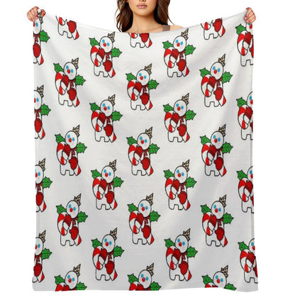 Mr. Bingle with Candy Cane Throw Blanket