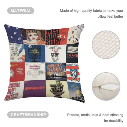 Sondheim Collage Linen Throw Pillow Cover