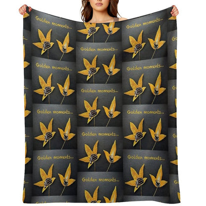 Golden Moments, Coffee And Cake Painting on Autumn Leaves Throw Blanket