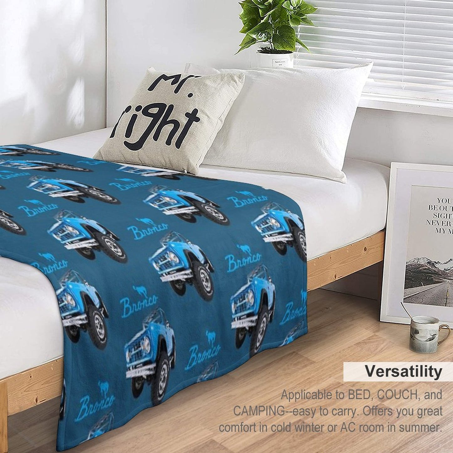 Blue Bronco Retro Bronco Throw Blanket