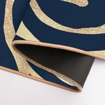 Elegant Navy Blue Gold Zebra Print Bath Mat