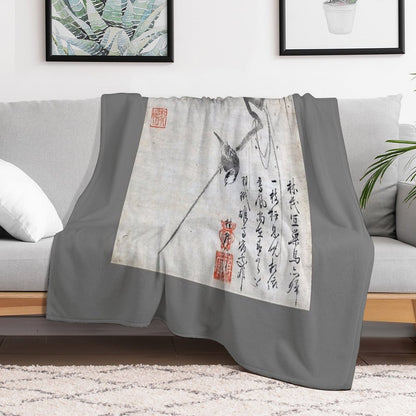Bird on A Branch (Restored Japanese Artwork) Throw Blanket
