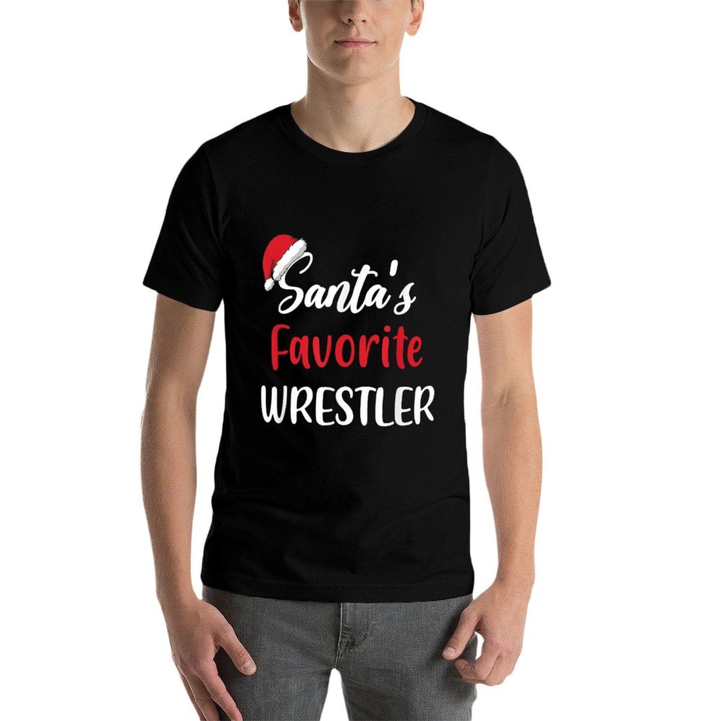 Santas Favorite Wrestler Pajama Christmas Wrestling Funny  Affordable Price T-Shirt