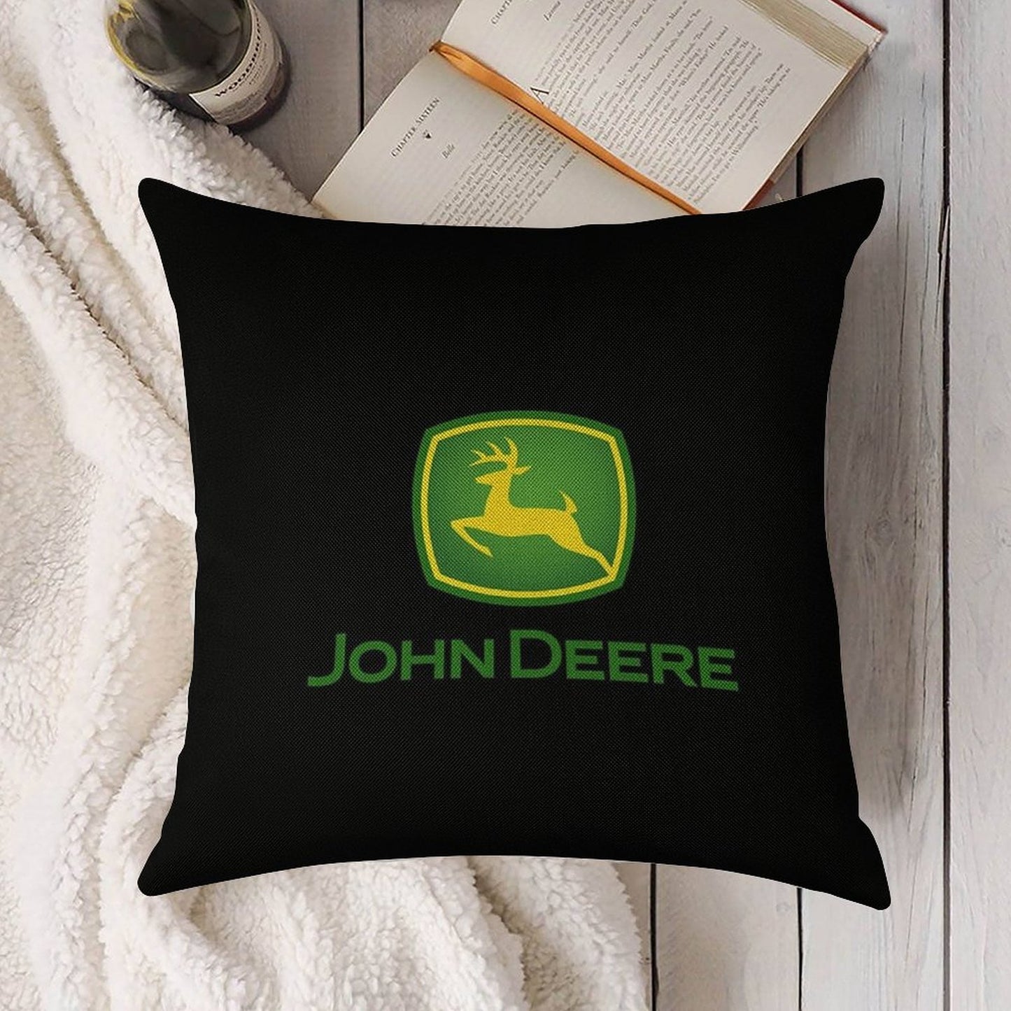Rich with John Deere Linen Throw Pillow Cover