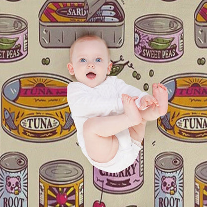 Vintage Canned Goods Pattern Throw Blanket
