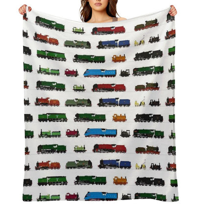 Iconic British Steam Trains Throw Blanket