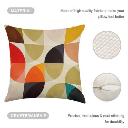 Mid Century 4 Linen Throw Pillow Cover