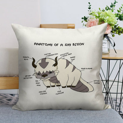 Anatomy of A Sky Bison Linen Throw Pillow Cover
