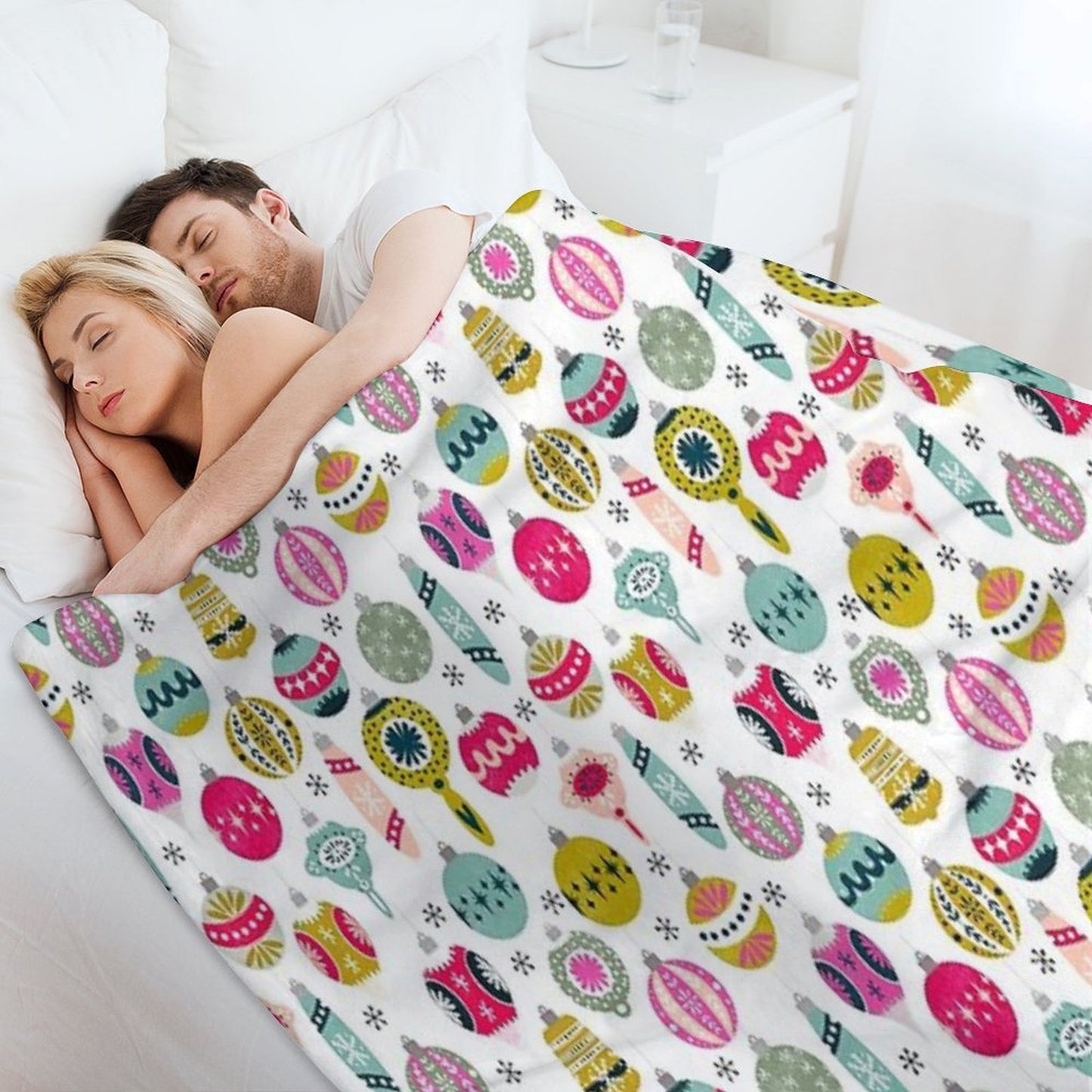 Ornaments - White by Andrea Lauren Throw Blanket