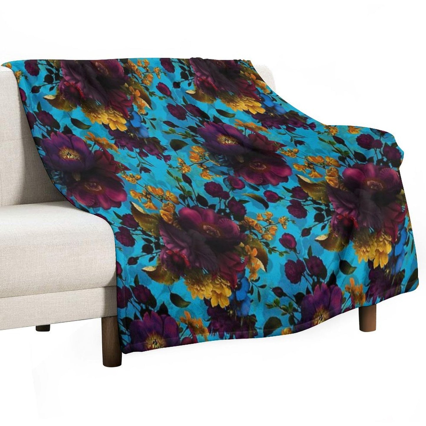 Moody Florals - Mystic Botanical Night Garden 13 Nightgarden Throw Blanket