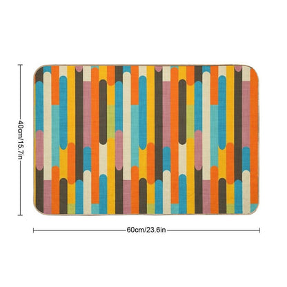 Retro Color Block Popsicle Sticks Orange Bath Mat