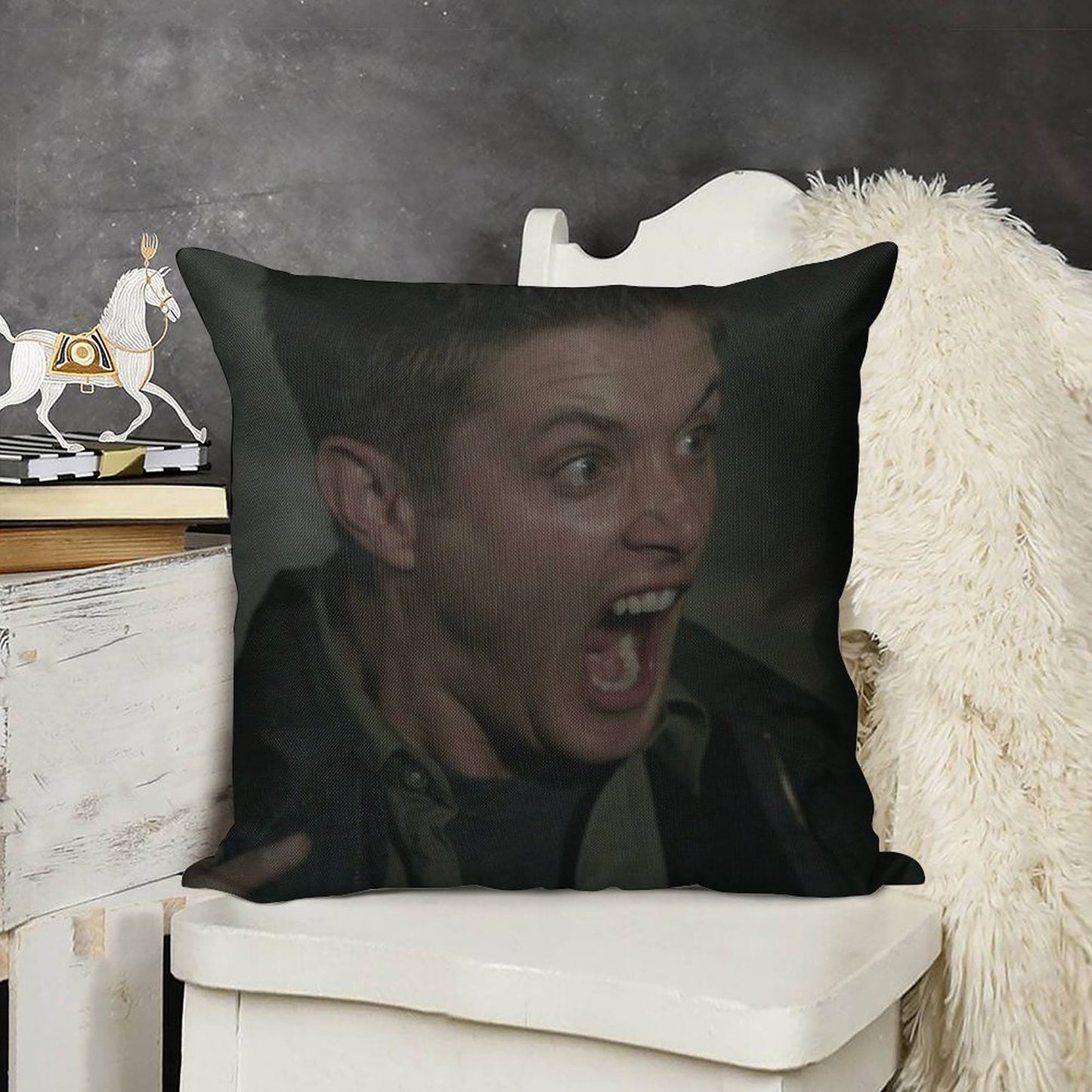 Dean Winchester Scream Linen Throw Pillow Cover