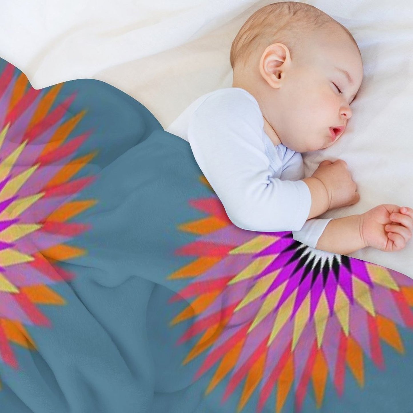 Psychedelic Geometric Flower Mandala Throw Blanket